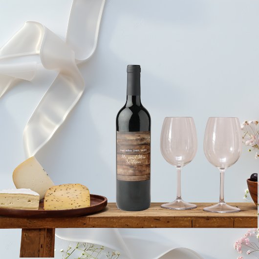 Rustikale Holzpaare Foto Country Wedding Weinetikett