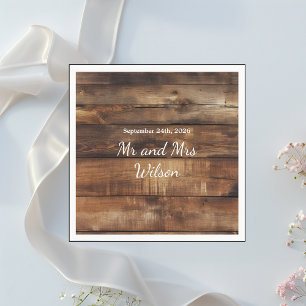 Rustikale Holzpaare Foto Hochzeitsessen Serviette