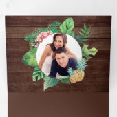 Rustikale Holzpalme Blätter Wreath Foto Hochzeit Dreifach Gefaltete Einladung (Innen Erste Seite)