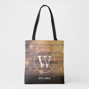 Rustikale Holzpaneele Monogramm Tasche