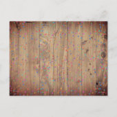 Rustikale Holzpanele Rainbow Confetti Ankündigungspostkarte (Rückseite)