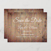 Rustikale Holzpanels Rainbow Confetti Save the Dat Postkarte (Vorne/Hinten)