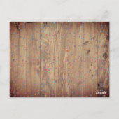 Rustikale Holzpanels Rainbow Confetti Save the Dat Postkarte (Rückseite)