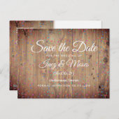 Rustikale Holzpanels Rainbow Confetti Save the Dat Postkarte (Vorne/Hinten)