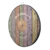 Rustikale Holzpflaster Familie Name Kabine Dartscheibe (Vorderseite rechts)