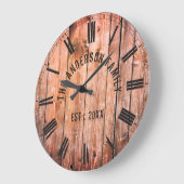 Rustikale Holzplanen, die den Familiennamen "Bauer Große Wanduhr (Winkel)