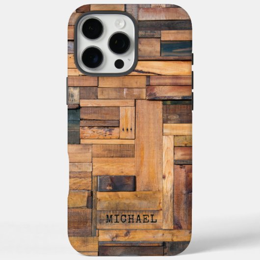 Rustikale Holzplanen Personalisierter Name Case-Mate iPhone Hülle (Rückseite)