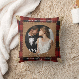 Rustikale Holzplanke Karo Erstes Weihnachten Verhe Kissen