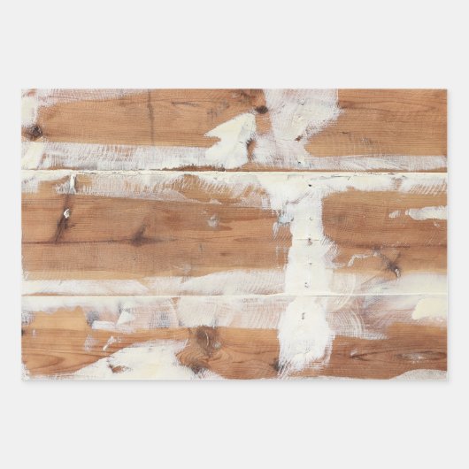 Rustikale Holzplanken, die Papierblätter umhüllen Geschenkpapier Set (Vorderseite 2)