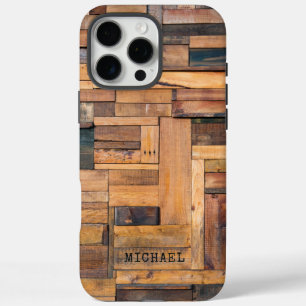 Rustikale Holzplanken Holz Personalisierter Name iPhone 16 Pro Max Hülle