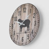 Rustikale Holzplanks - Familienname Schafe Larg Große Wanduhr (Winkel)