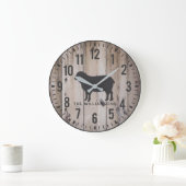 Rustikale Holzplanks - Familienname Schafe Larg Große Wanduhr (Zuhause)