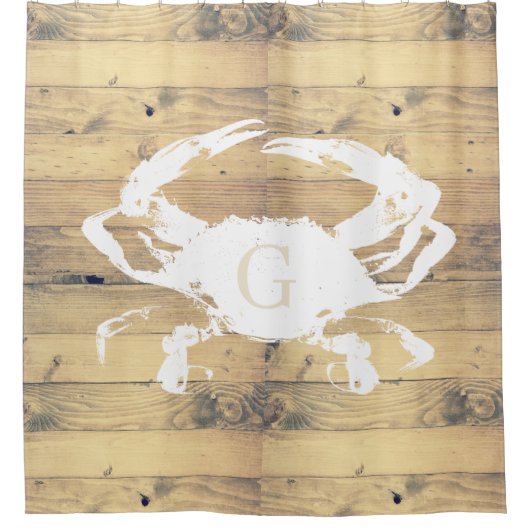 Rustikale Holzplanks, Weißkraut | Monogramm Duschvorhang (Vorderseite)