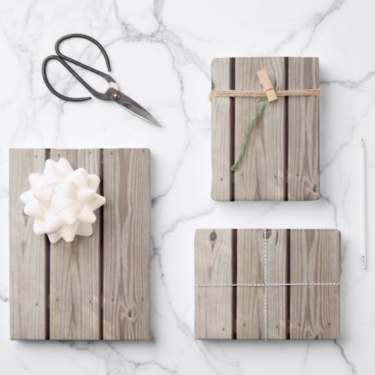 Rustikale Holzplatten Geschenkpapier Set (Vorderseite)