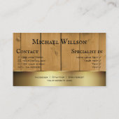 Rustikale Holzplatten Holzkörner mit goldener Gren Visitenkarte (Rückseite)