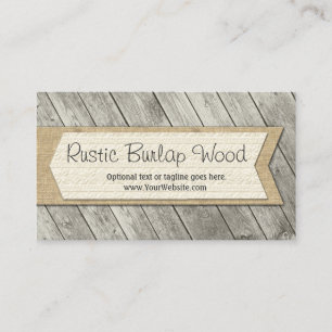 Rustikale Holzplatten & ländliches Jutestoff-Farm- Visitenkarte