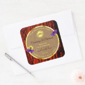 Rustikale Holzproduktkennzeichnungen Lila Schmette Quadratischer Aufkleber (Umschlag)