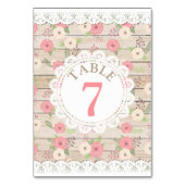 Rustikale holzrosa Blume Hochzeitskarte Tischnumme Tischnummer (Rückseite)