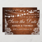 Rustikale Holzsäge leuchten Save the Date (Vorne/Hinten)