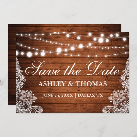 Rustikale Holzsäge leuchten Save the Date (Vorne/Hinten)