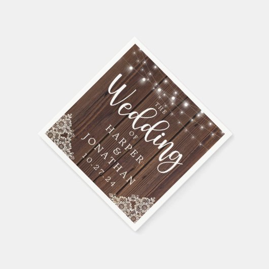 Rustikale Holzsaitenhaus Hochzeit Serviette (Ecke)