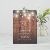 Rustikale Holzsaitenleuchten Hochzeitsempfang Begleitkarte (Stehend Vorderseite)