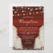 Rustikale Holzsaitenleuchten mit Hochzeitsempfang Einladung (Vorderseite)