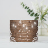 Rustikale Holzsaitenleuchten Spitzenrezeptkarte Postkarte (Stehend Vorderseite)