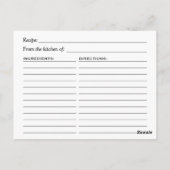 Rustikale Holzsaitenleuchten Spitzenrezeptkarte Postkarte (Rückseite)