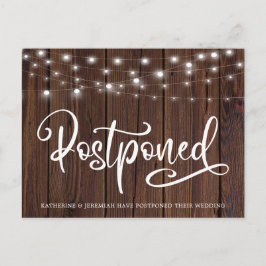 Rustikale Holzsaitenlichter Hochzeitspause Postkarte