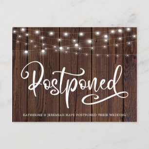 Rustikale Holzsaitenlichter Hochzeitspause Postkarte