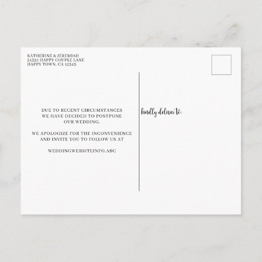 Rustikale Holzsaitenlichter Hochzeitspause Postkarte (Rückseite)