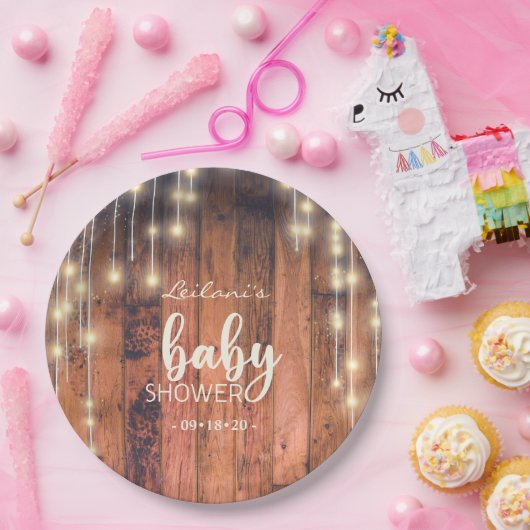 Rustikale Holzsäulenleuchte Kinderdusche Pappteller (Party)