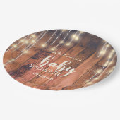 Rustikale Holzsäulenleuchte Kinderdusche Pappteller (Schrägansicht)