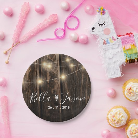 Rustikale Holzsäulenleuchten zum Hochzeitspapier Pappteller (Party)