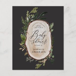Rustikale Holzscheibe Baby Shower Budget-Einladung Flyer