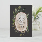 Rustikale Holzscheibe Babydusche Einladung (Stehend Vorderseite)