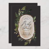 Rustikale Holzscheibe Babydusche Einladung (Vorne/Hinten)