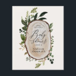 rustikale Holzscheibe Babydusche Flyer<br><div class="desc">rustikale Holzschnitzel Babydusche einladen. Mit schönem Aquarell, weißen Blumen, Holzschnitt und Schrifthandeschreiben. Dieses moderne Party lädt Sie ein, den Stil für Ihr bevorstehendes Party Set.</div>