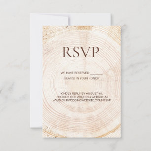 Rustikale Holzscheibe Baumring Hochzeits reservier RSVP Karte