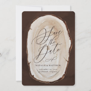 Rustikale Holzscheibe Hochzeit Save-the-Date-Einla Save The Date