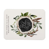 Rustikale Holzscheibe Hochzeit Save-the-Date-Karte Magnet (Horizontal)