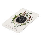 Rustikale Holzscheibe Hochzeit Save-the-Date-Karte Magnet (Linke Seite)