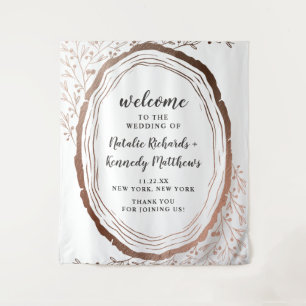 Rustikale Holzscheibe Kupferfolie Herbst Hochzeit  Wandteppich