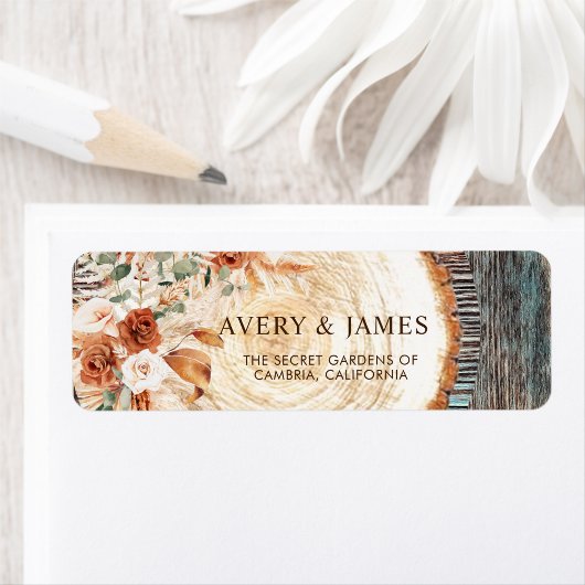 Rustikale Holzscheibe Pampas Florale Hochzeitsadre