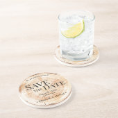 Rustikale Holzscheibe Save the Date Personalisiert Getränkeuntersetzer (Seite)