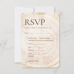 Rustikale Holzscheiben-Hochzeits-RSVP-Karte mit Es RSVP Karte