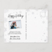 Rustikale Holzschneeflocke Feiertagspostkarte (Rückseite)