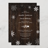Rustikale Holzschneeflocke Wintereinladungen Einladung (Vorne/Hinten)