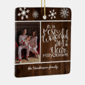 Rustikale Holzschneeflocke Wunderschöne Zeit Keramikornament (Rechts)